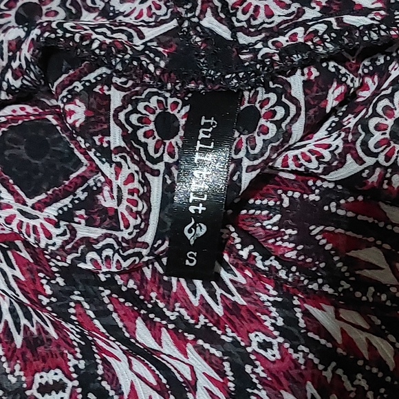 Full Tilt Sheer Black Burgundy Waterfall Open Front Lightweight Cover Up Small - Picture 8 of 9